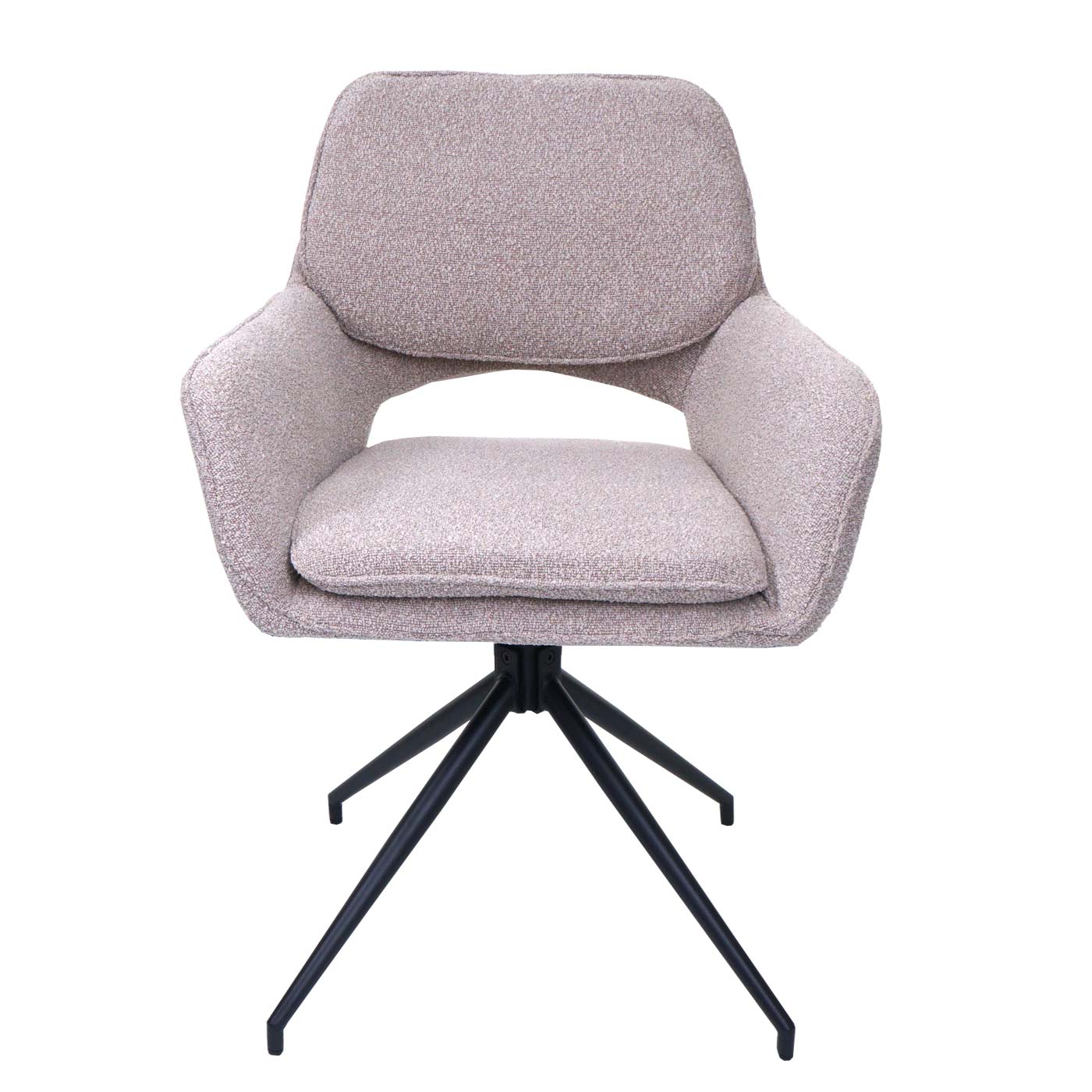 Cosmo Casa - Set van 6 Eetkamerstoelen - Keukenstoel - Draaibaar met Auto-Return - Boucle Stof - Beige