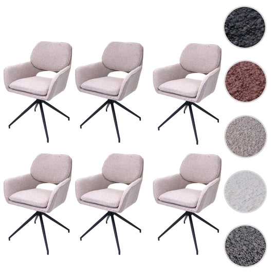 Cosmo Casa - Set van 6 Eetkamerstoelen - Keukenstoel - Draaibaar met Auto-Return - Boucle Stof - Beige