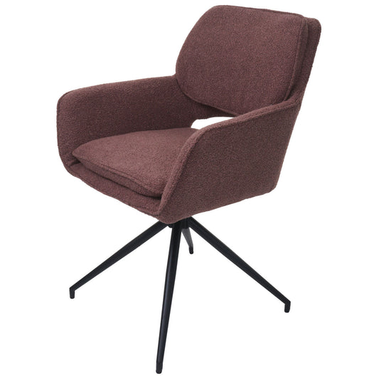 Cosmo Casa - Set van 6 Eetkamerstoelen - Keukenstoel - Draaibaar met Auto-Return - Boucle Stof - Lichtbruin
