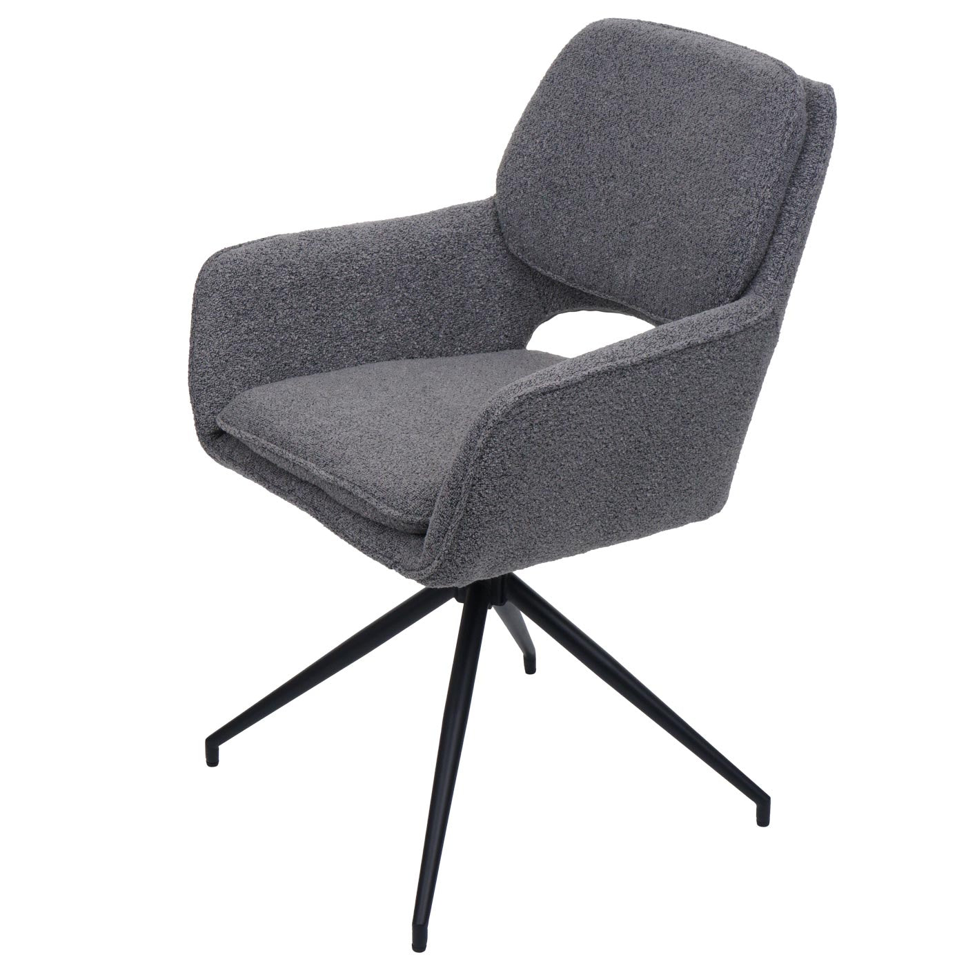Cosmo Casa - Set van 6 Eetkamerstoelen - Keukenstoel - Draaibaar met Auto-Return - Boucle Stof - Grijs