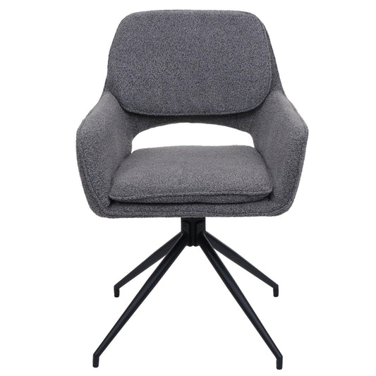 Cosmo Casa - Set van 6 Eetkamerstoelen - Keukenstoel - Draaibaar met Auto-Return - Boucle Stof - Grijs