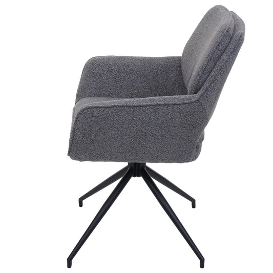 Cosmo Casa - Set van 6 Eetkamerstoelen - Keukenstoel - Draaibaar met Auto-Return - Boucle Stof - Grijs