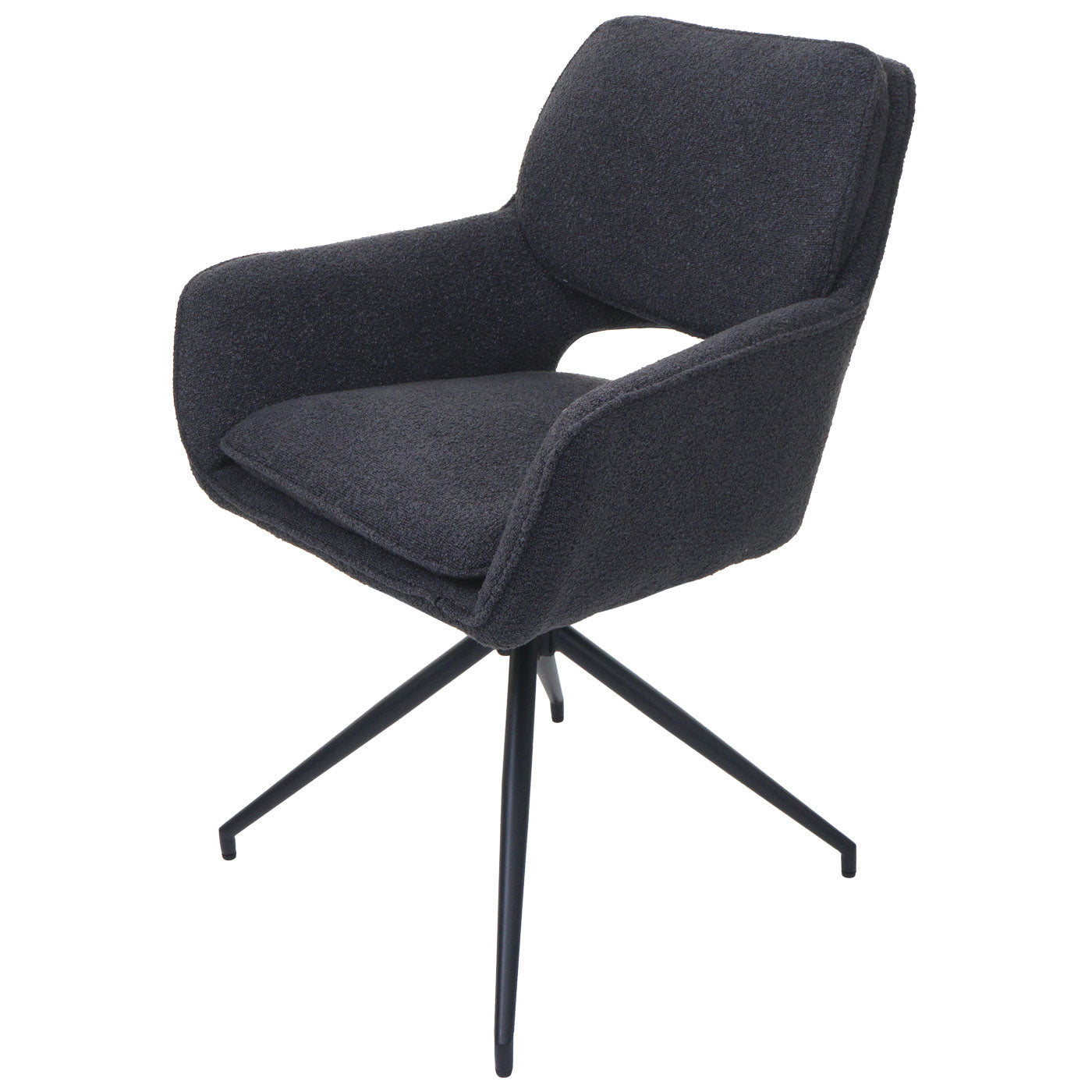 Cosmo Casa - Set van 6 Eetkamerstoelen - Keukenstoel - Draaibaar met Auto-Return - Boucle Stof - Donkergrijs