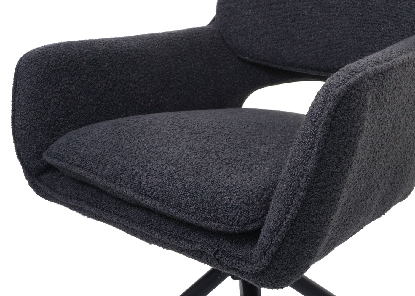 Cosmo Casa - Set van 6 Eetkamerstoelen - Keukenstoel - Draaibaar met Auto-Return - Boucle Stof - Donkergrijs