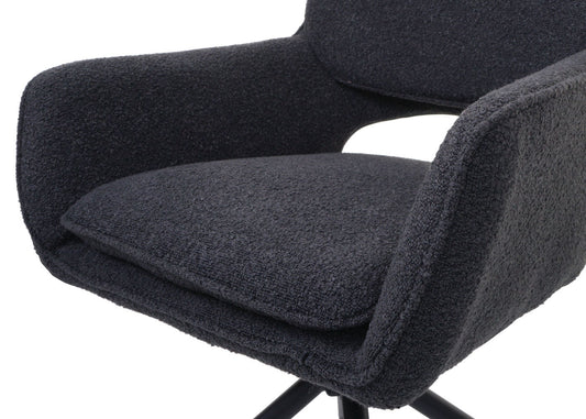 Cosmo Casa - Set van 6 Eetkamerstoelen - Keukenstoel - Draaibaar met Auto-Return - Boucle Stof - Donkergrijs