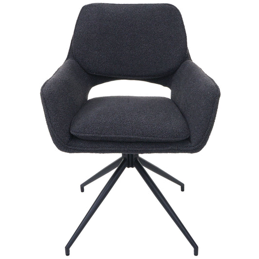 Cosmo Casa - Set van 6 Eetkamerstoelen - Keukenstoel - Draaibaar met Auto-Return - Boucle Stof - Donkergrijs