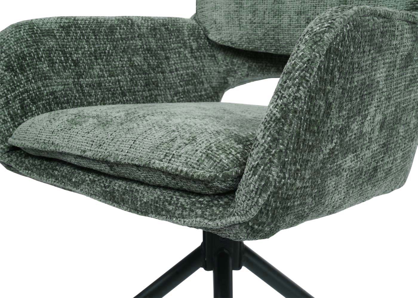 Cosmo Casa - Set van 6 Eetkamerstoelen - Keukenstoel - Draaibaar met Auto-Return - Chenille Stof - Groen