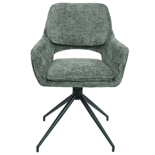 Cosmo Casa - Set van 6 Eetkamerstoelen - Keukenstoel - Draaibaar met Auto-Return - Chenille Stof - Groen