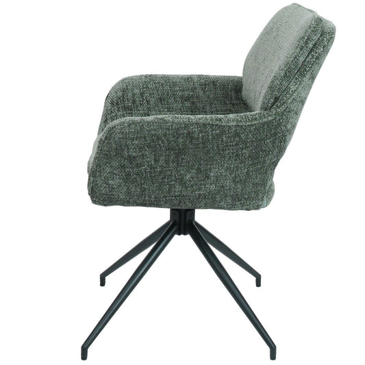 Cosmo Casa - Set van 6 Eetkamerstoelen - Keukenstoel - Draaibaar met Auto-Return - Chenille Stof - Groen