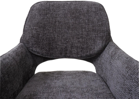Cosmo Casa - Set van 6 Eetkamerstoelen - Keukenstoel - Draaibaar met Auto-Return - Chenille Stof - Donkergrijs