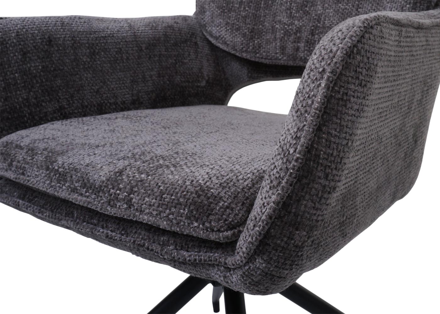 Cosmo Casa - Set van 6 Eetkamerstoelen - Keukenstoel - Draaibaar met Auto-Return - Chenille Stof - Donkergrijs