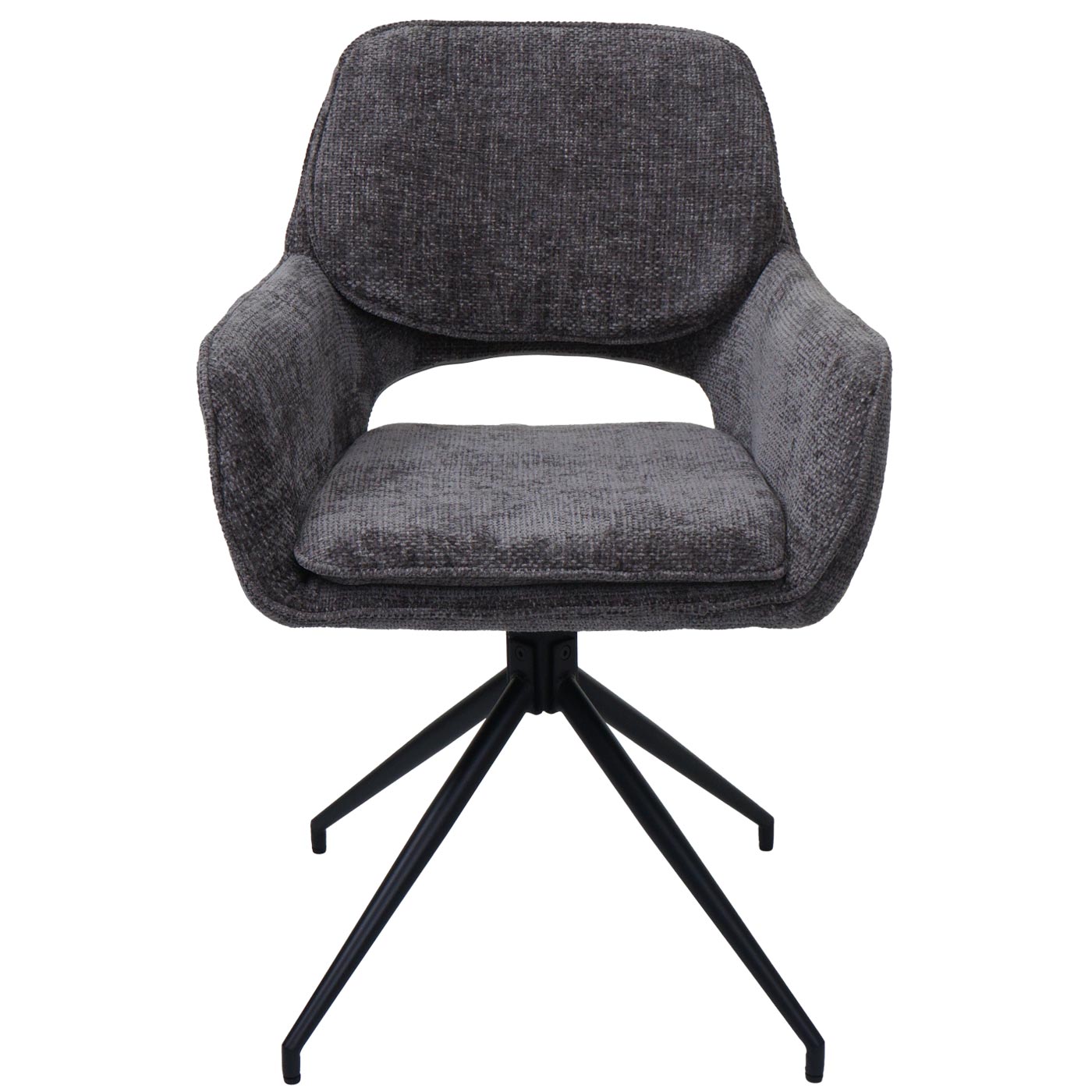 Cosmo Casa - Set van 6 Eetkamerstoelen - Keukenstoel - Draaibaar met Auto-Return - Chenille Stof - Donkergrijs