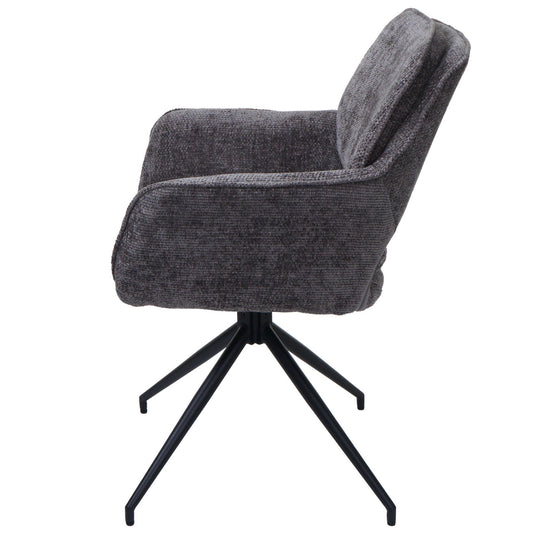 Cosmo Casa - Set van 6 Eetkamerstoelen - Keukenstoel - Draaibaar met Auto-Return - Chenille Stof - Donkergrijs