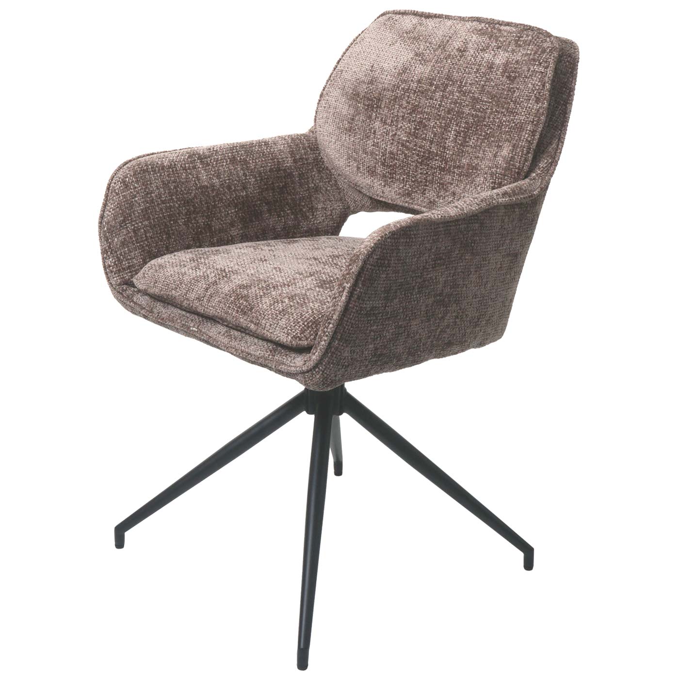 Cosmo Casa - Set van 6 Eetkamerstoelen - Keukenstoel - Draaibaar met Auto-Return - Chenille Stof - Bruin