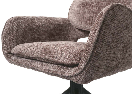 Cosmo Casa - Set van 6 Eetkamerstoelen - Keukenstoel - Draaibaar met Auto-Return - Chenille Stof - Bruin