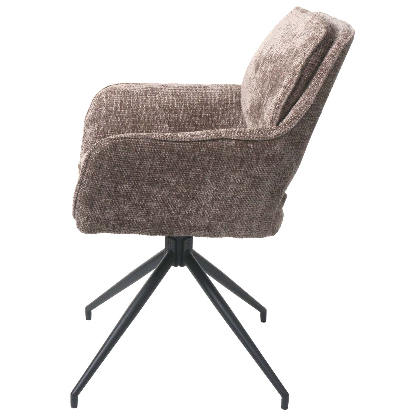 Cosmo Casa - Set van 6 Eetkamerstoelen - Keukenstoel - Draaibaar met Auto-Return - Chenille Stof - Bruin