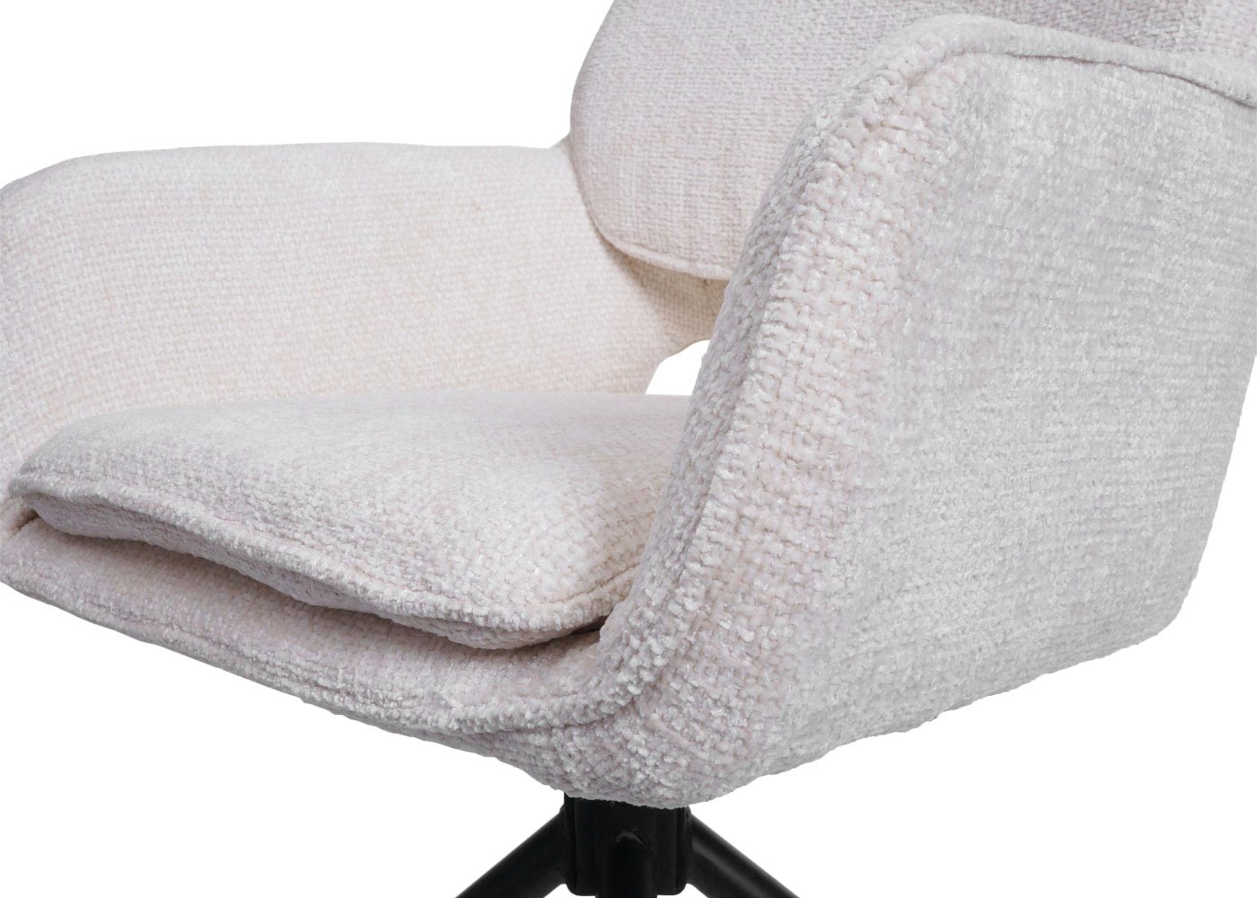 Cosmo Casa - Set van 6 Eetkamerstoelen - Keukenstoel - Draaibaar met Auto-Return - Chenille Stof - Crème