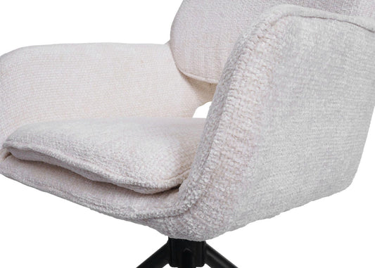 Cosmo Casa - Set van 6 Eetkamerstoelen - Keukenstoel - Draaibaar met Auto-Return - Chenille Stof - Crème