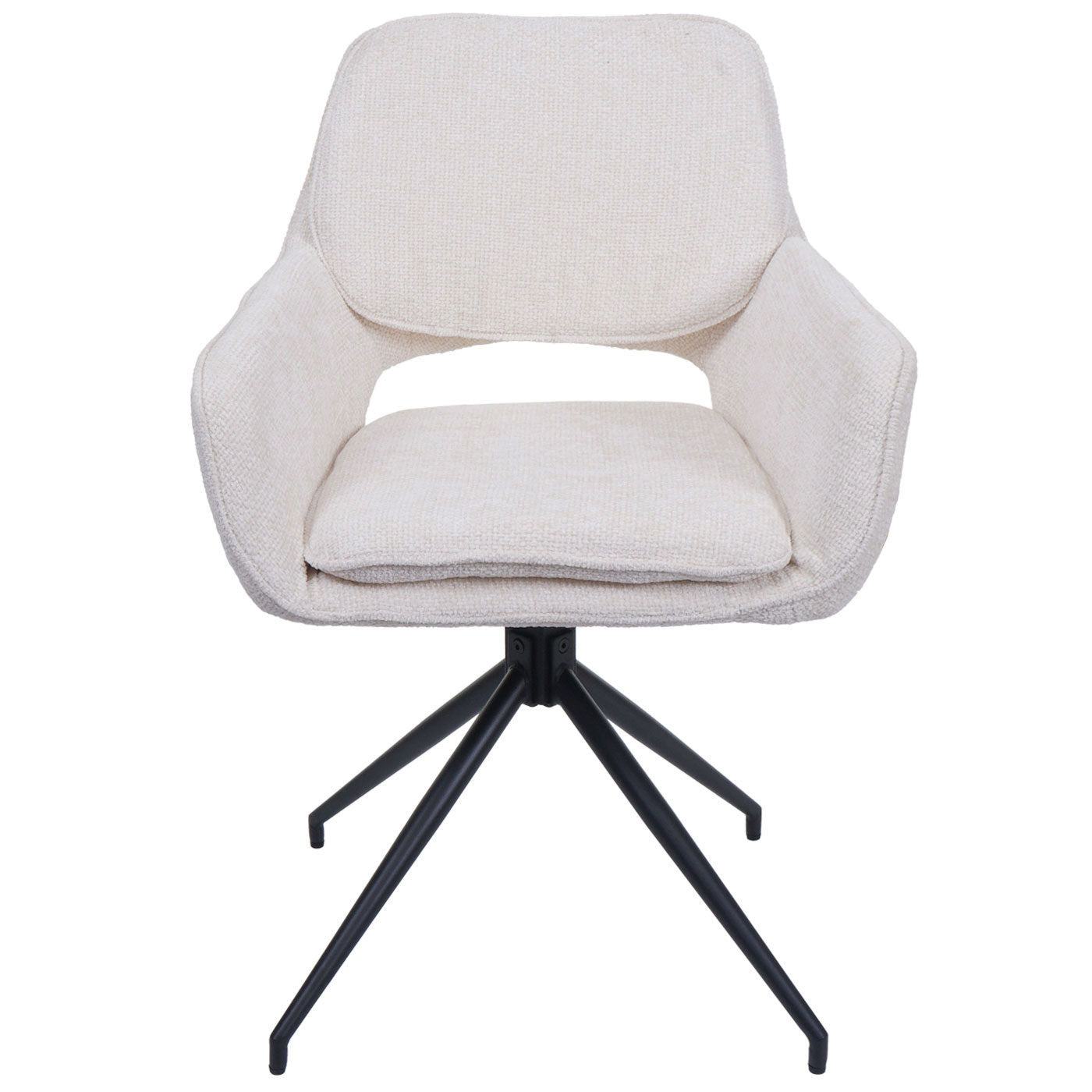 Cosmo Casa - Set van 6 Eetkamerstoelen - Keukenstoel - Draaibaar met Auto-Return - Chenille Stof - Crème