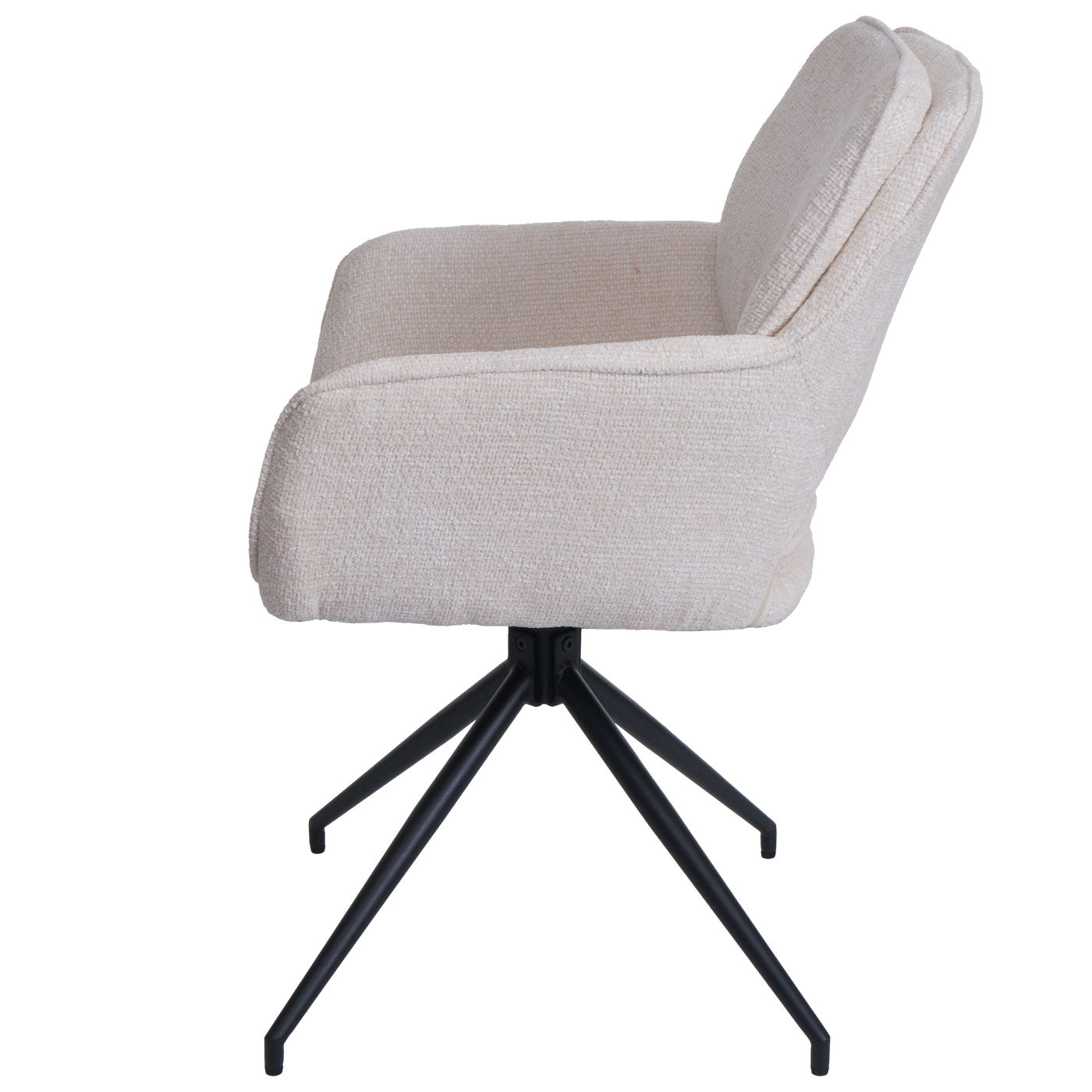 Cosmo Casa - Set van 6 Eetkamerstoelen - Keukenstoel - Draaibaar met Auto-Return - Chenille Stof - Crème