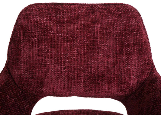 Cosmo Casa - Set van 6 Eetkamerstoelen - Keukenstoel - Draaibaar met Auto-Return - Chenille Stof - Bordeaux