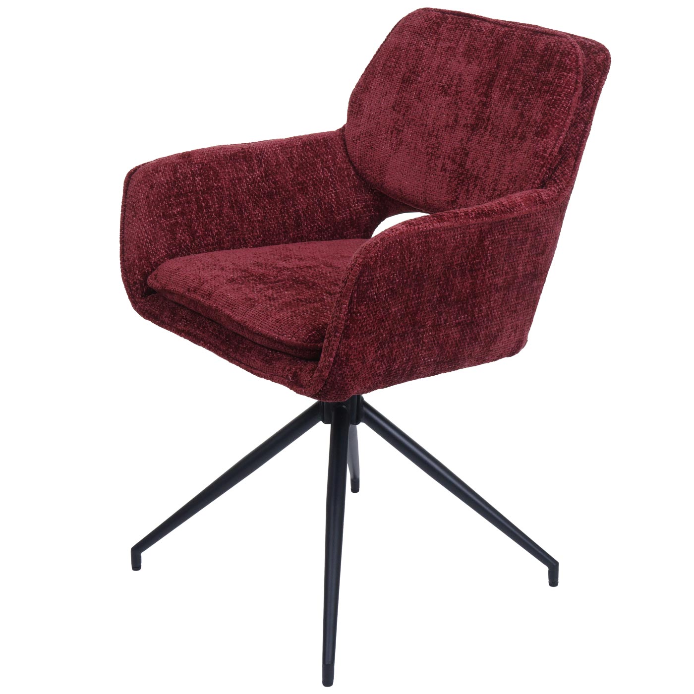 Cosmo Casa - Set van 6 Eetkamerstoelen - Keukenstoel - Draaibaar met Auto-Return - Chenille Stof - Bordeaux