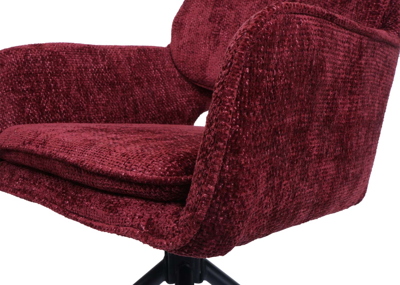 Cosmo Casa - Set van 6 Eetkamerstoelen - Keukenstoel - Draaibaar met Auto-Return - Chenille Stof - Bordeaux
