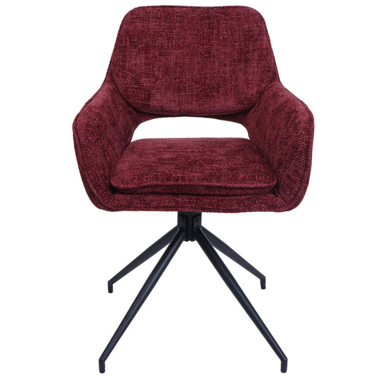Cosmo Casa - Set van 6 Eetkamerstoelen - Keukenstoel - Draaibaar met Auto-Return - Chenille Stof - Bordeaux