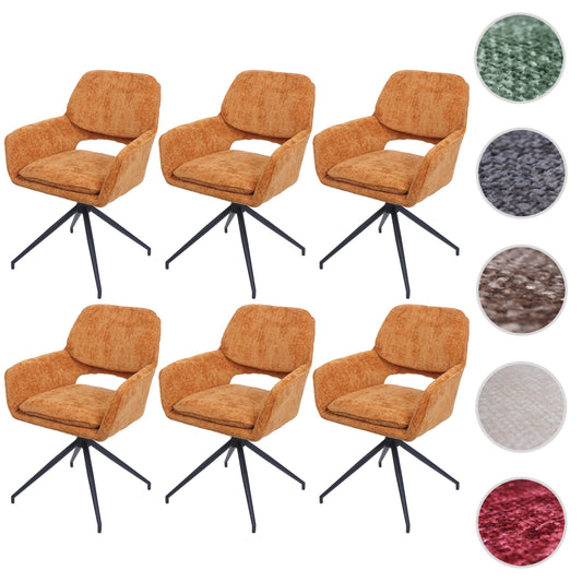 Cosmo Casa - Set van 6 Eetkamerstoelen - Keukenstoel - Draaibaar met Auto-Return - Chenille Stof - Okergeel