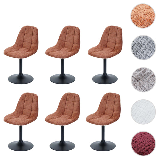 Cosmo Casa - Set van 6 Eetkamerstoelen - Keukenstoelen - Draaistoelen - Staal - Stoftextiel Chenille - 465gm - FSC - Terracotta
