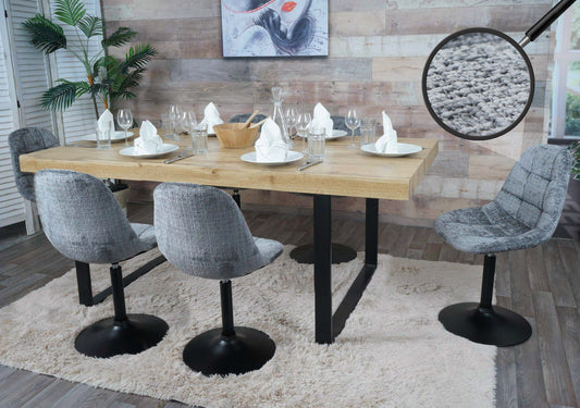 Cosmo Casa - Set van 6 Eetkamerstoelen - Keukenstoelen - Draaistoelen - Staal - Stoftextiel Chenille - 465gm - FSC - Donkergrijs