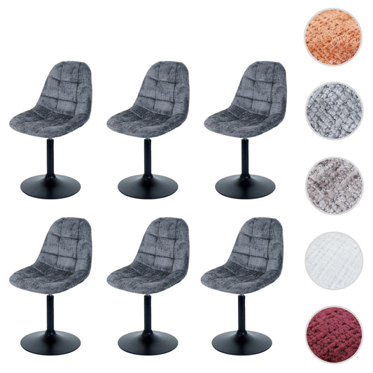 Cosmo Casa - Set van 6 Eetkamerstoelen - Keukenstoelen - Draaistoelen - Staal - Stoftextiel Chenille - 465gm - FSC - Donkergrijs