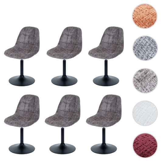 Cosmo Casa - Set van 6 Eetkamerstoelen - Keukenstoelen - Draaistoelen - Staal - Stoftextiel Chenille - 465gm - FSC - Bruin