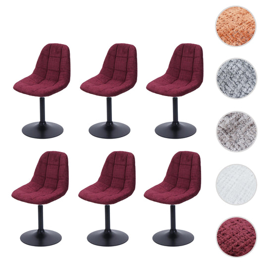 Cosmo Casa - Set van 6 Eetkamerstoelen - Keukenstoelen - Draaistoelen - Staal - Stoftextiel Chenille - 465gm - FSC - Bordeaux