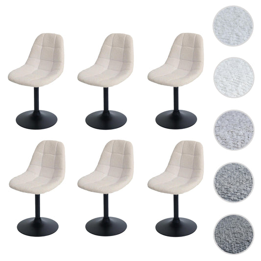 Cosmo Casa - Set van 6 Eetkamerstoelen - Keukenstoelen - Draaistoelen - Staal - Stoftextiel Bouclé - 450gm - FSC - Beige