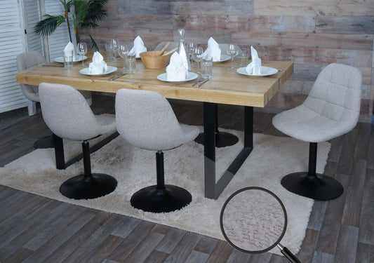 Cosmo Casa - Set van 6 Eetkamerstoelen - Keukenstoelen - Draaistoelen - Staal - Stoftextiel Bouclé - 450gm - FSC - Taupe