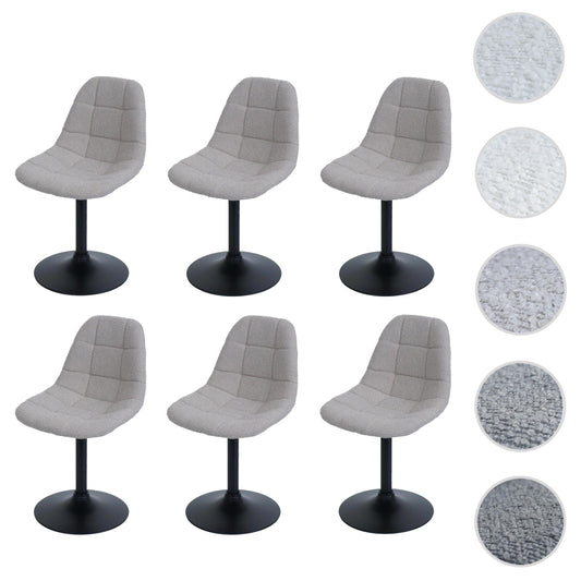 Cosmo Casa - Set van 6 Eetkamerstoelen - Keukenstoelen - Draaistoelen - Staal - Stoftextiel Bouclé - 450gm - FSC - Taupe