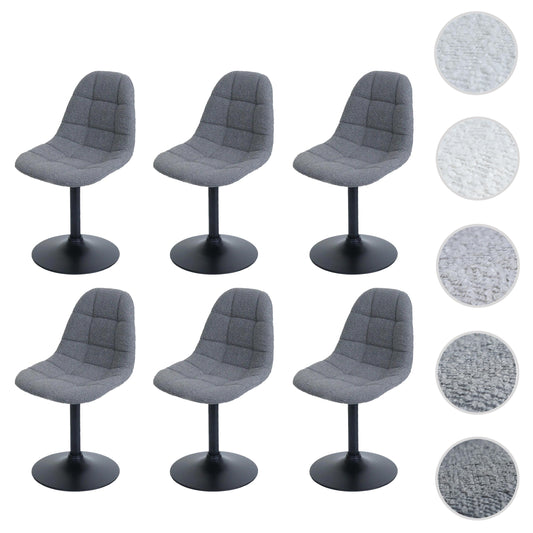 Cosmo Casa - Set van 6 Eetkamerstoelen - Keukenstoelen - Draaistoelen - Staal - Stoftextiel Bouclé - 450gm - FSC - Donkergrijs