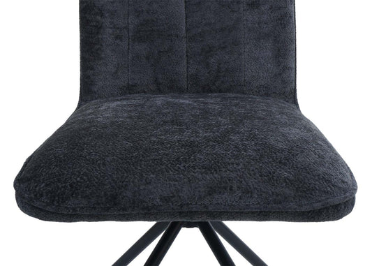 Cosmo Casa - Set van 6 Eetkamerstoelen - Draaibare Keukenstoel met Auto-Return - Chenille Textiel - Donkergrijs