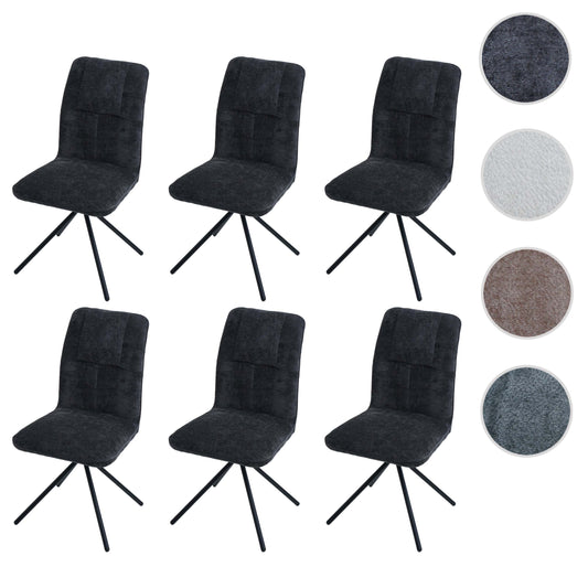 Cosmo Casa - Set van 6 Eetkamerstoelen - Draaibare Keukenstoel met Auto-Return - Chenille Textiel - Donkergrijs
