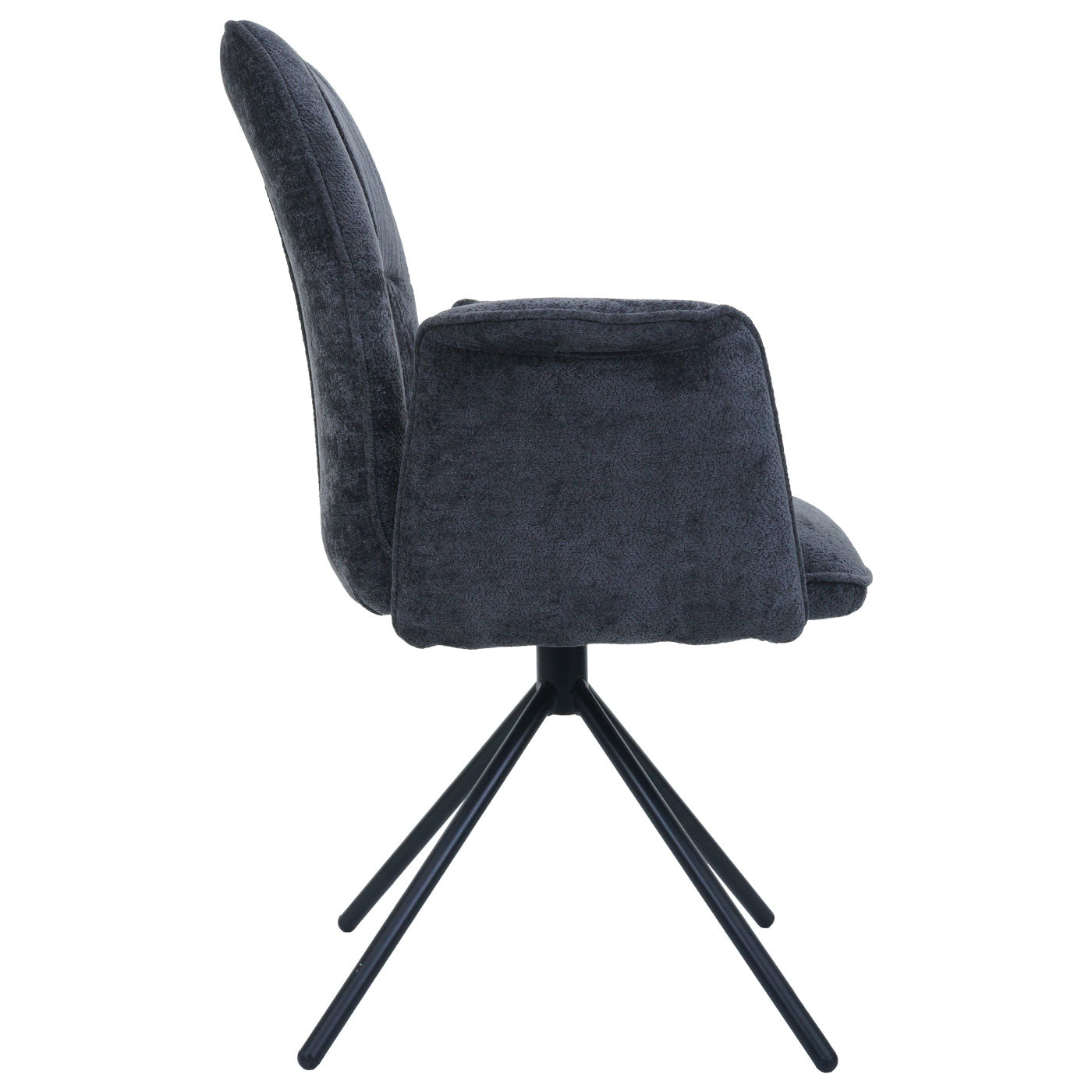 Cosmo Casa - Set van 6 Eetkamerstoelen - Roterende Armleuning met Auto-Return - Chenille Textiel - Donkergrijs