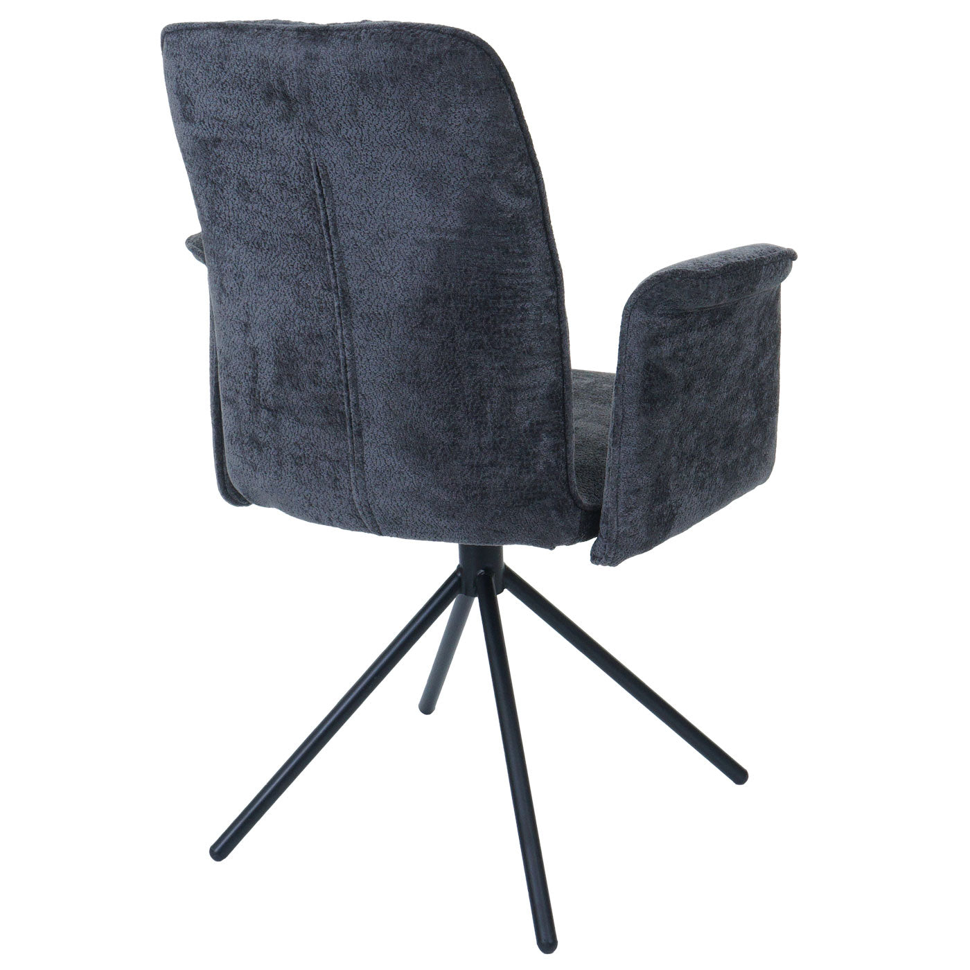 Cosmo Casa - Set van 6 Eetkamerstoelen - Roterende Armleuning met Auto-Return - Chenille Textiel - Donkergrijs