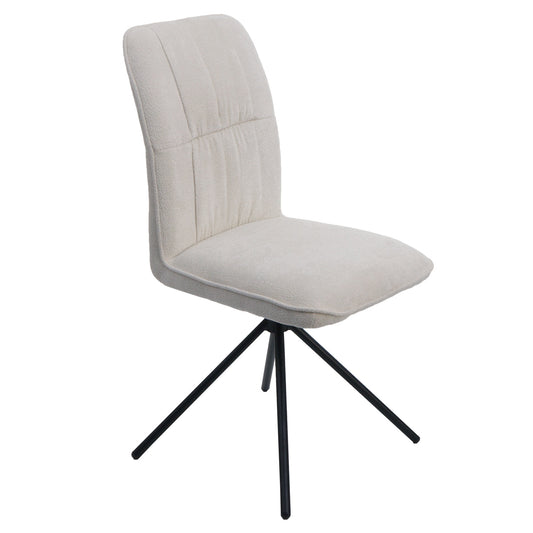 Cosmo Casa - Set van 6 Eetkamerstoelen - Draaibare Keukenstoel met Auto-Return - Chenille Textiel - Crème