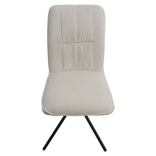 Cosmo Casa - Set van 6 Eetkamerstoelen - Draaibare Keukenstoel met Auto-Return - Chenille Textiel - Crème