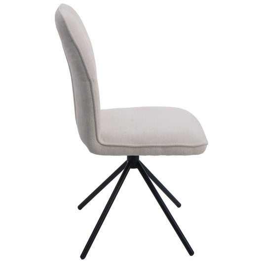 Cosmo Casa - Set van 6 Eetkamerstoelen - Draaibare Keukenstoel met Auto-Return - Chenille Textiel - Crème