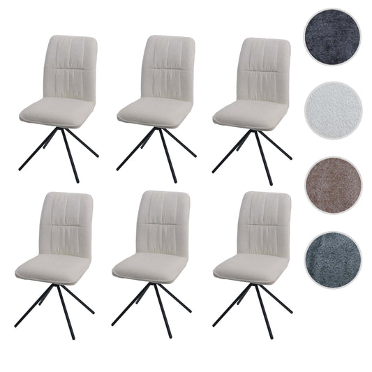 Cosmo Casa - Set van 6 Eetkamerstoelen - Draaibare Keukenstoel met Auto-Return - Chenille Textiel - Crème
