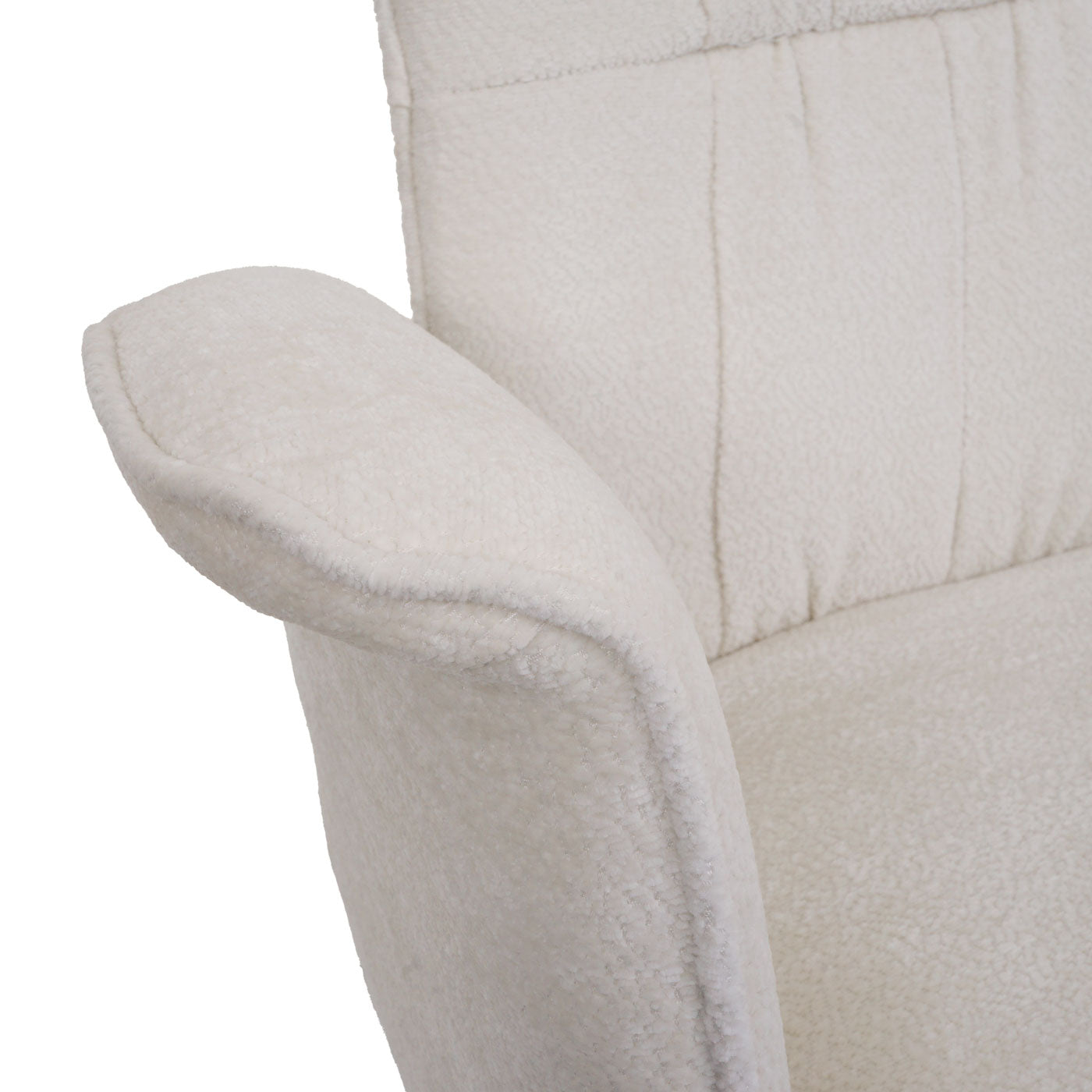 Cosmo Casa - Set van 6 Eetkamerstoelen - Roterende Armleuning met Auto-Return - Chenille Textiel - Crème