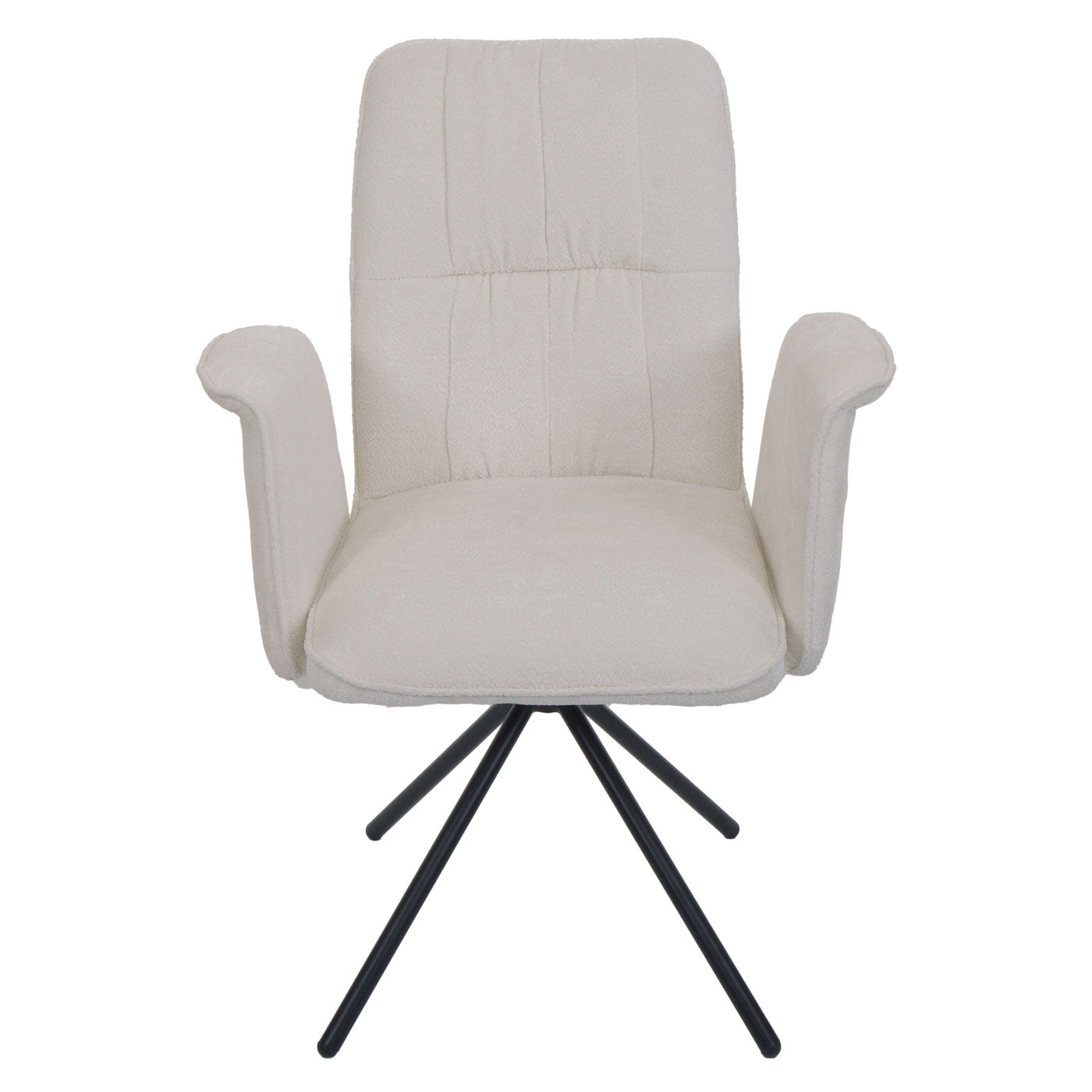 Cosmo Casa - Set van 6 Eetkamerstoelen - Roterende Armleuning met Auto-Return - Chenille Textiel - Crème