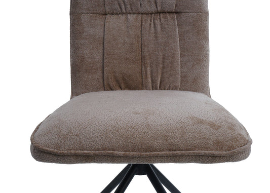 Cosmo Casa - Set van 6 Eetkamerstoelen - Draaibare Keukenstoel met Auto-Return - Chenille Textiel - Lichtbruin