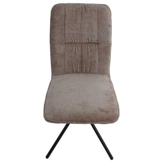 Cosmo Casa - Set van 6 Eetkamerstoelen - Draaibare Keukenstoel met Auto-Return - Chenille Textiel - Lichtbruin